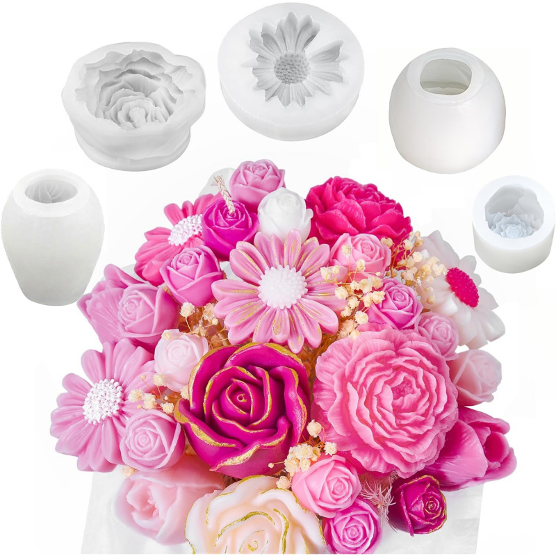 5Flower Candle Mold Set，3D Flo - Candle Making Kit ulasan dan harga